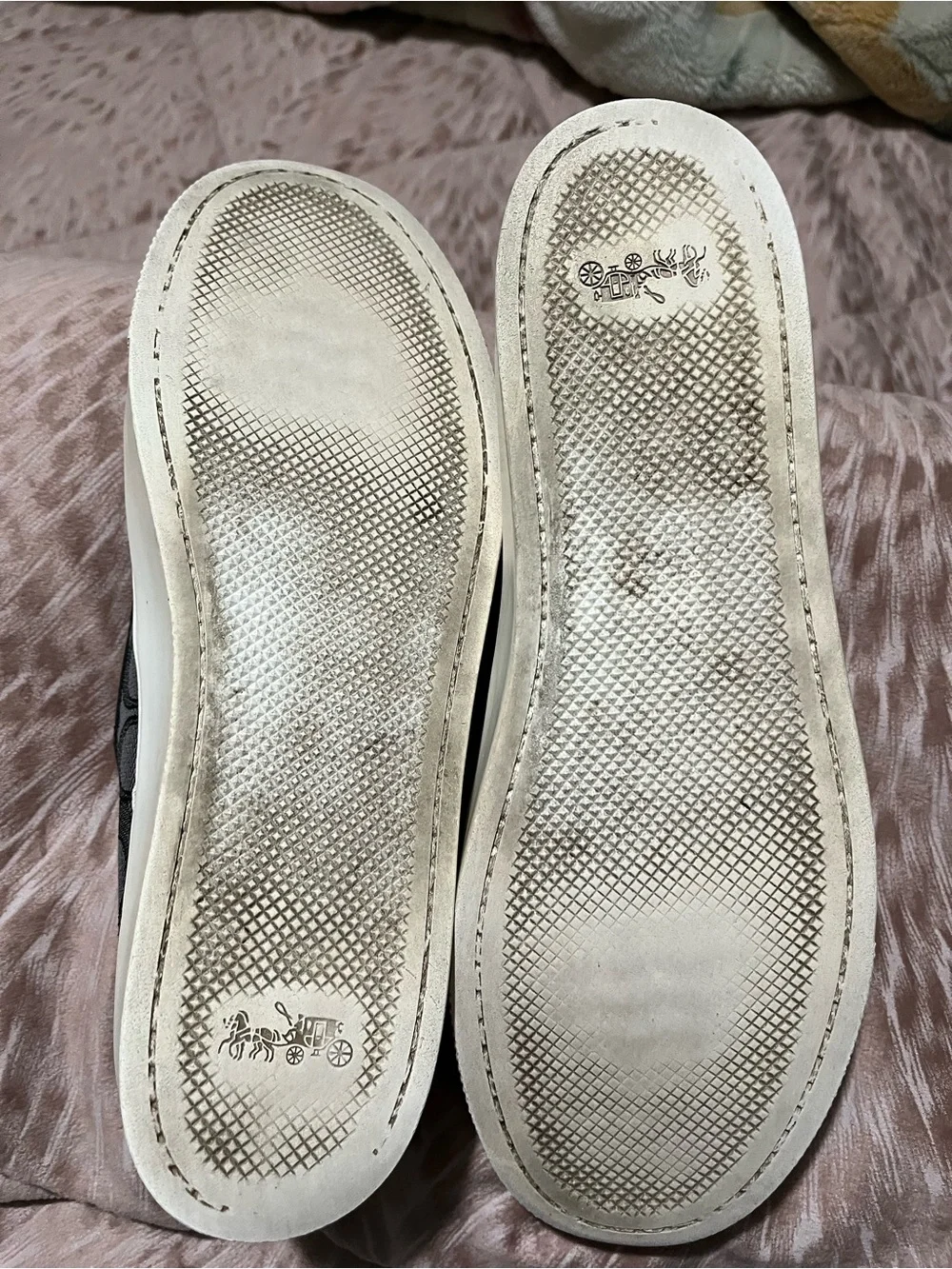 Coach Black and Tan Signature Slip-On Sneakers